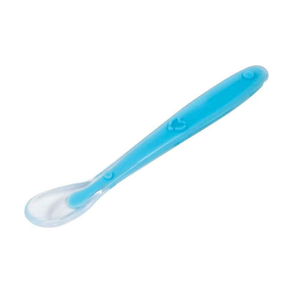 Colher De Silicone Para Bebe Azul 16cm